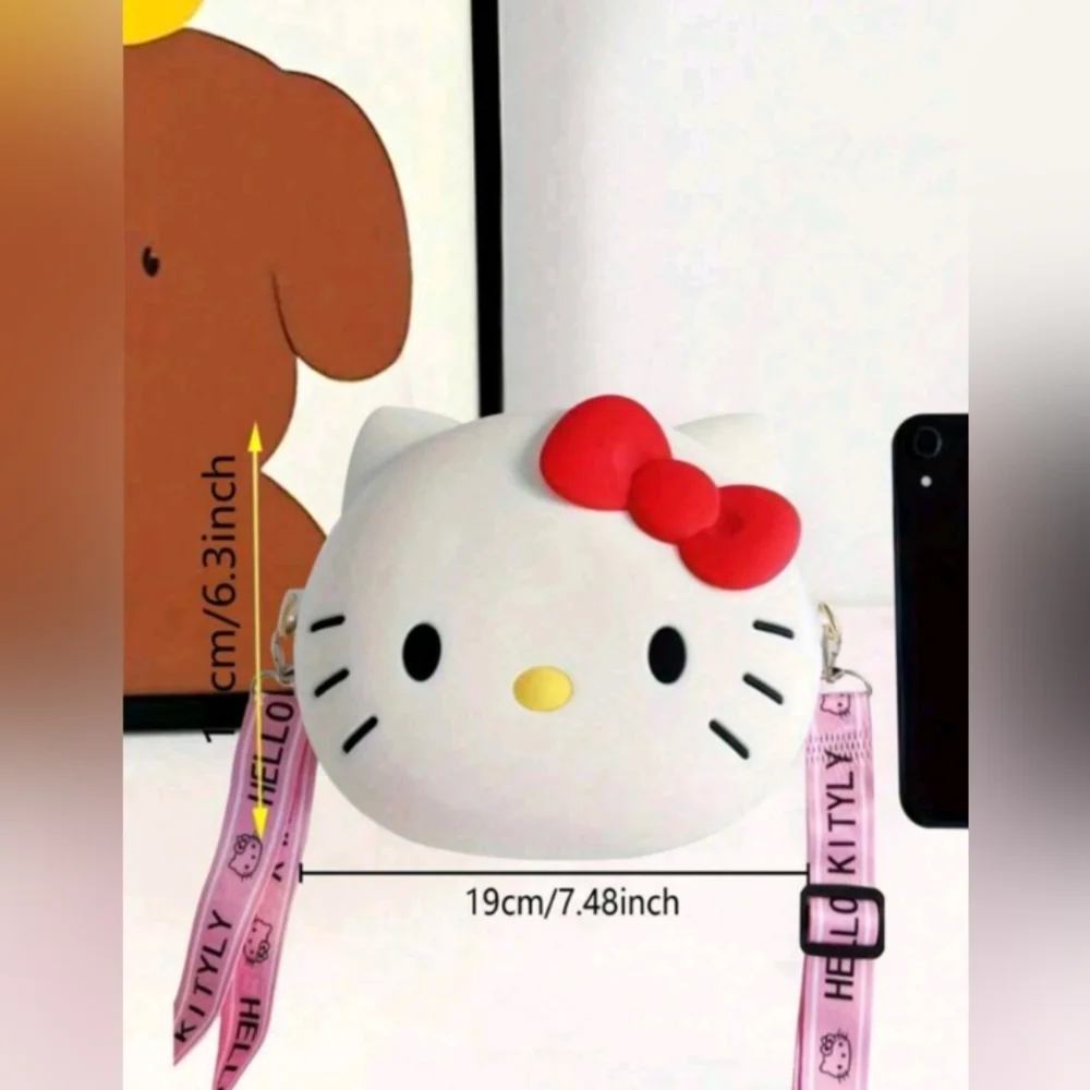 NEW Hello Kitty White with Red Bow, Pink Strap, Girl's Purse, Crossbody … - Picture 2 of 3